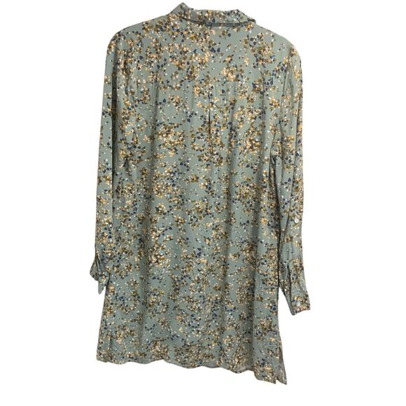 J Jill Womens Green Floral Long Sleeve Button Up Shirt Dress S Cottagecore Boho - Picture 8 of 8